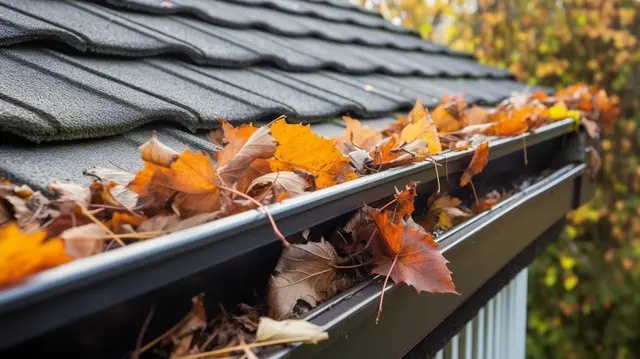 Gutter cleaning in progress