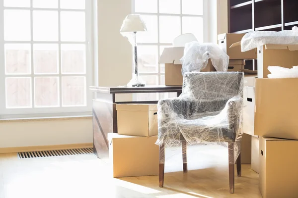 Moving boxes and furniture